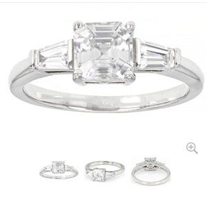 1.60ctw White Zircon Rhodium Over Sterling Silver 3-Stone Ring - Size 8